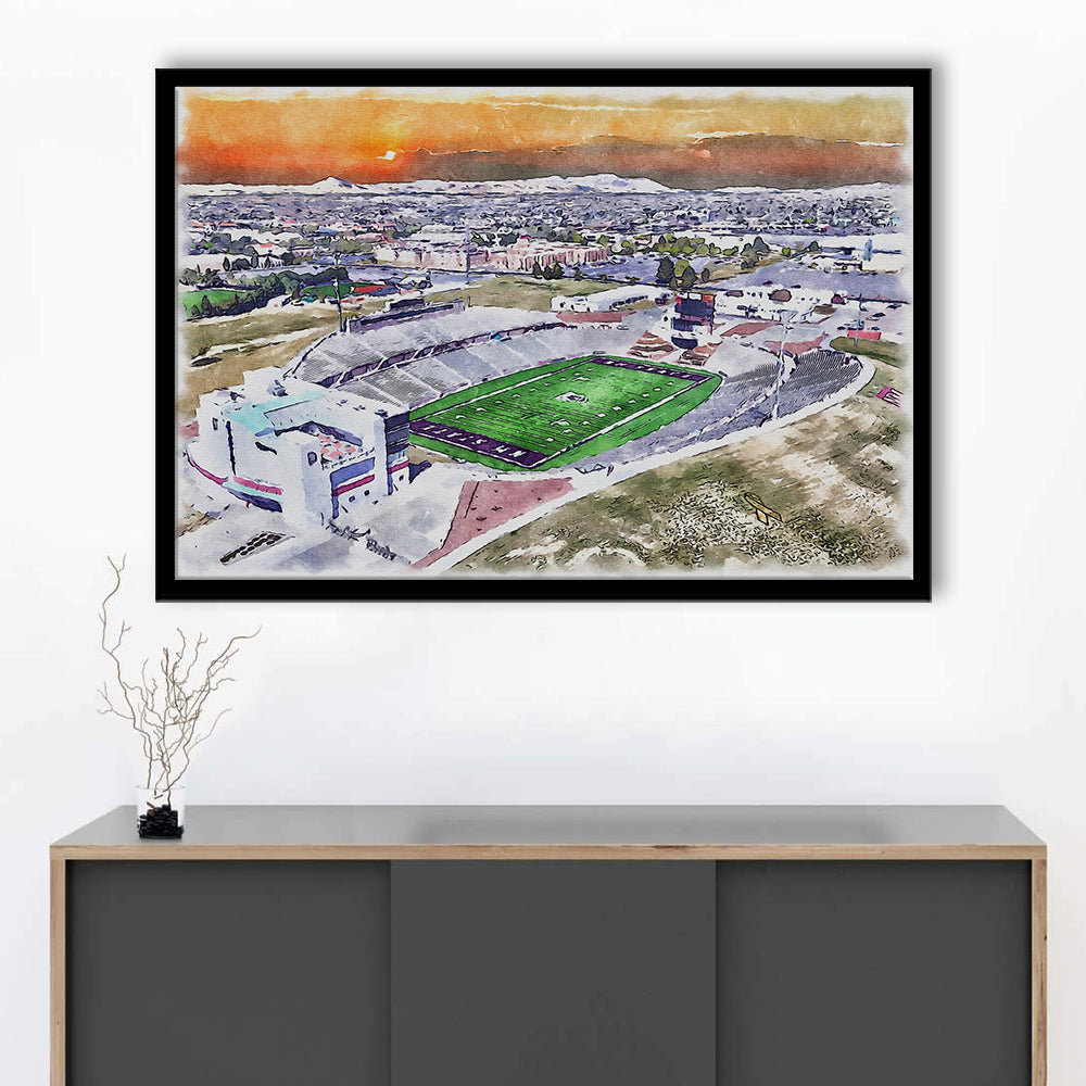 Aggie Memorial Painting Stadium Watercolor, New Mexico Wall Art Decor, Sport Gift Art, Framed Art Print Wall Decor