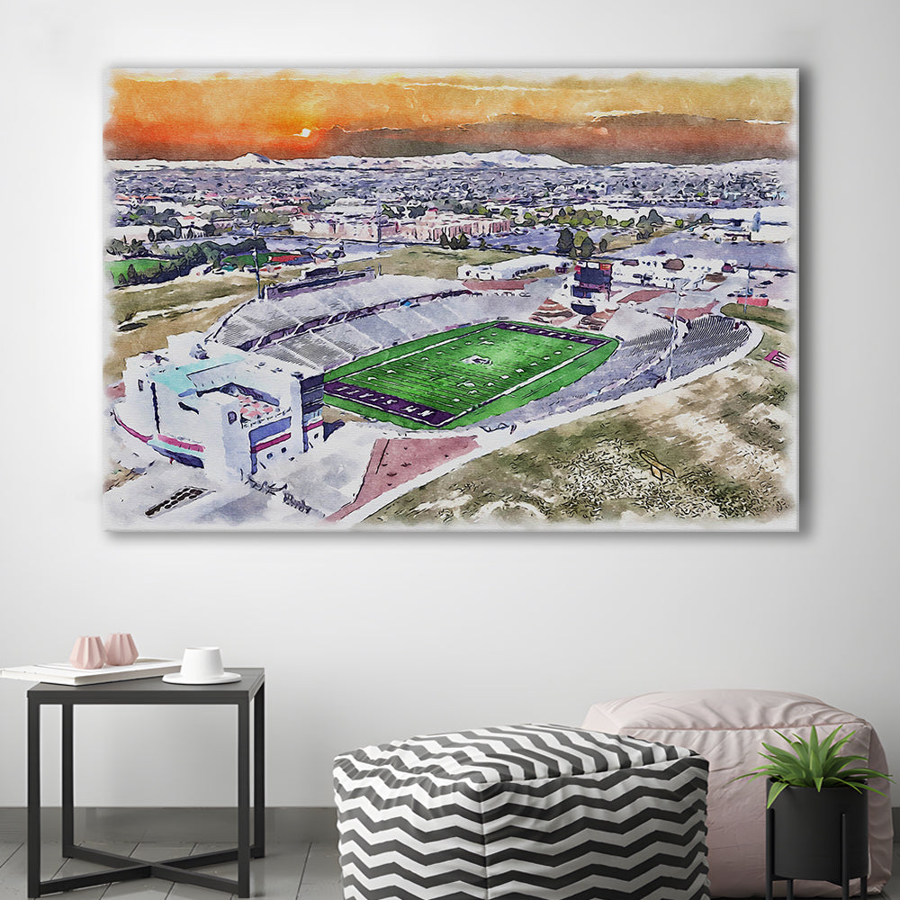Aggie Memorial Painting Stadium Watercolor, New Mexico Wall Art Decor, Sport Art, Gifts for him, Canvas Print Wall Art