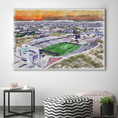 Aggie Memorial Painting Stadium Watercolor, New Mexico Wall Art Decor, Sport Art, Gifts for him, Canvas Print Wall Art