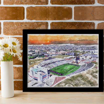 Aggie Memorial Painting Stadium Watercolor, New Mexico Wall Art Decor, Sport Gift Art, Framed Art Print Wall Decor