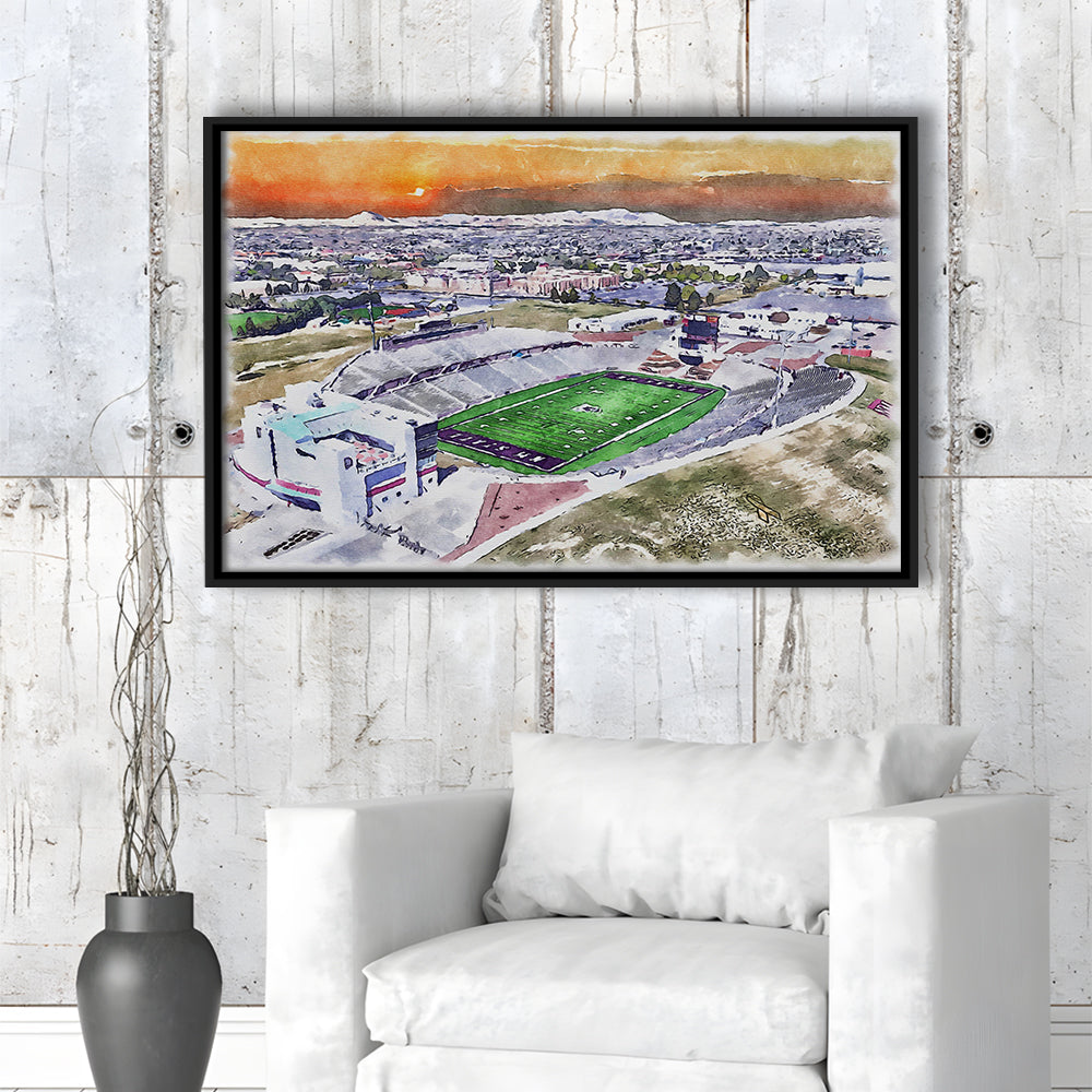 Aggie Memorial Painting Stadium Watercolor, New Mexico Wall Art Decor, Sport Gift Art, Framed Canvas Print Wall Art