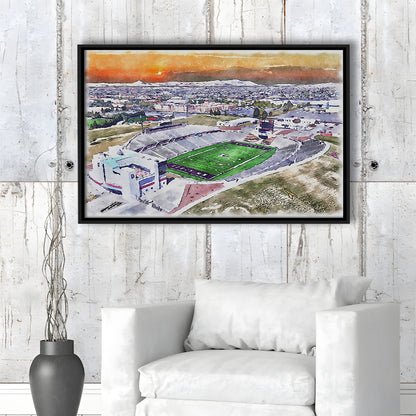 Aggie Memorial Painting Stadium Watercolor, New Mexico Wall Art Decor, Sport Gift Art, Framed Canvas Print Wall Art