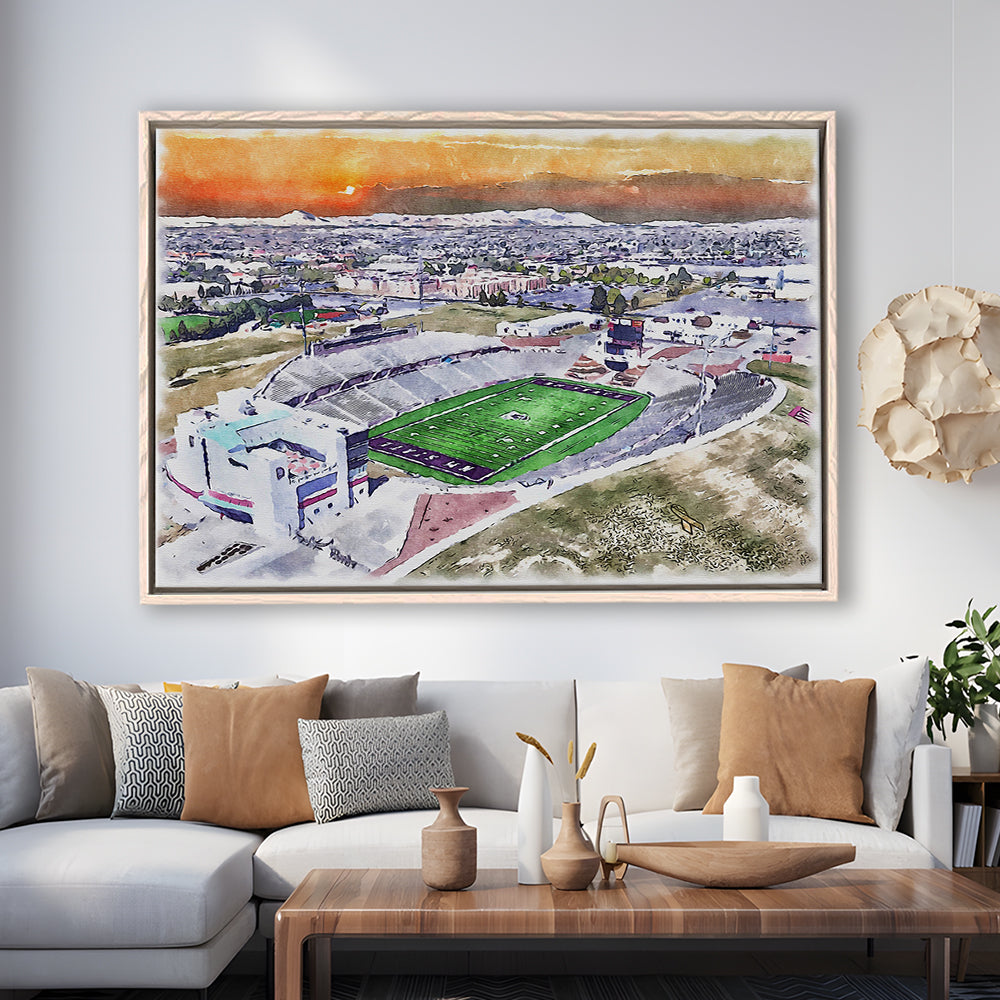 Aggie Memorial Painting Stadium Watercolor, New Mexico Wall Art Decor, Sport Gift Art, Framed Canvas Print Wall Art