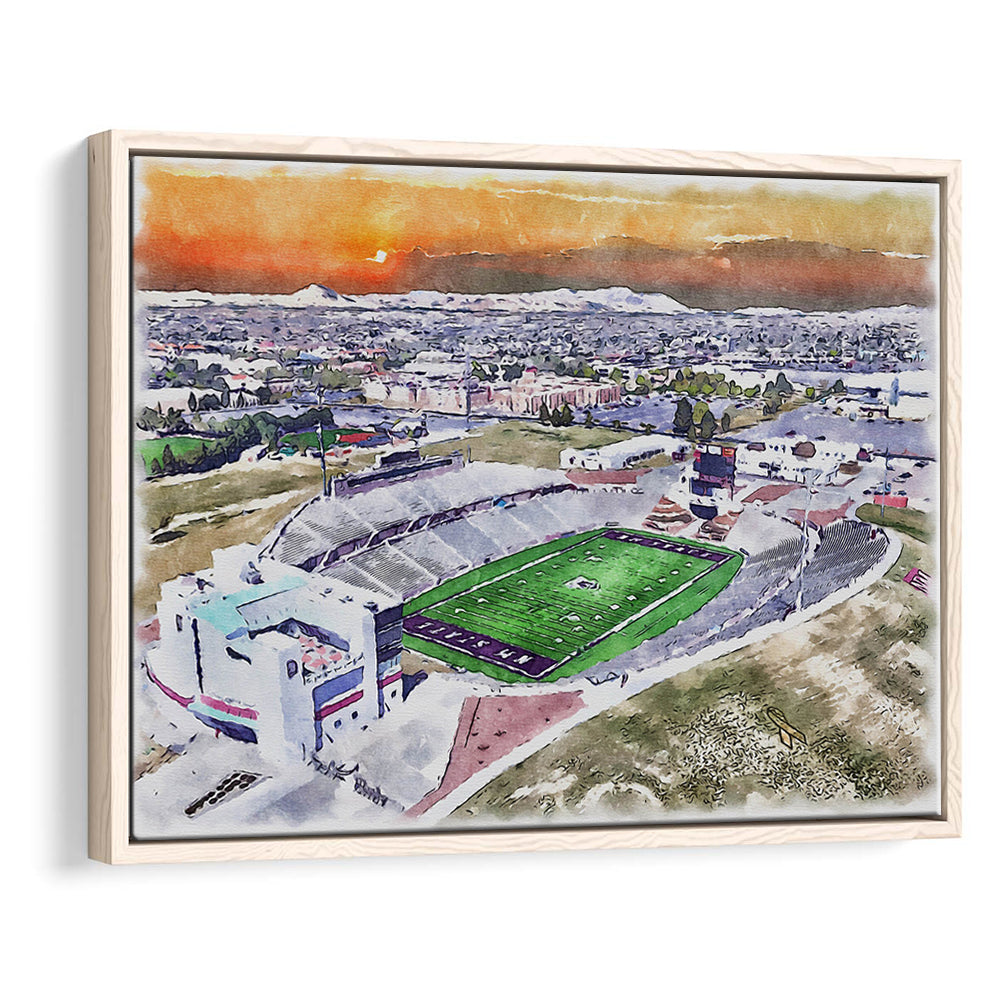 Aggie Memorial Painting Stadium Watercolor, New Mexico Wall Art Decor, Sport Gift Art, Framed Canvas Print Wall Art
