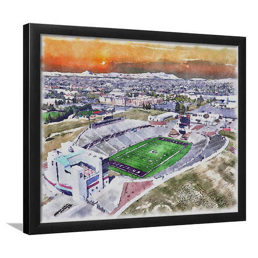Aggie Memorial Painting Stadium Watercolor, New Mexico Wall Art Decor, Sport Gift Art, Framed Art Print Wall Decor