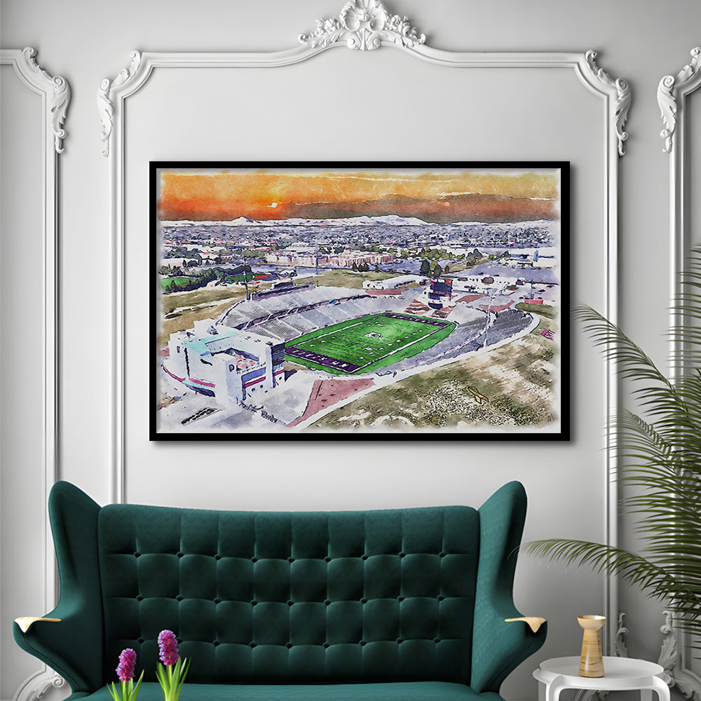 Aggie Memorial Painting Stadium Watercolor, New Mexico Wall Art Decor, Sport Gift Art, Framed Art Print Wall Decor