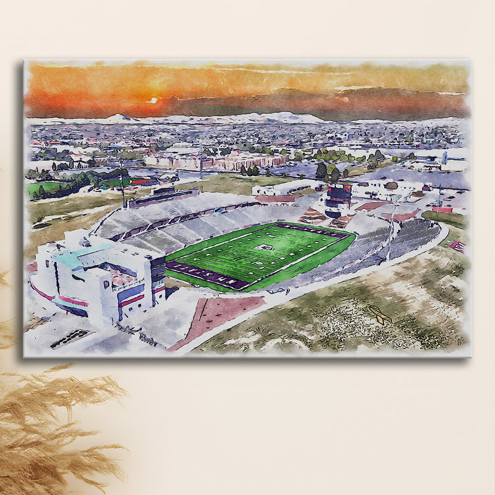 Aggie Memorial Painting Stadium Watercolor, New Mexico Wall Art Decor, Sport Art, Gifts for him, Canvas Print Wall Art