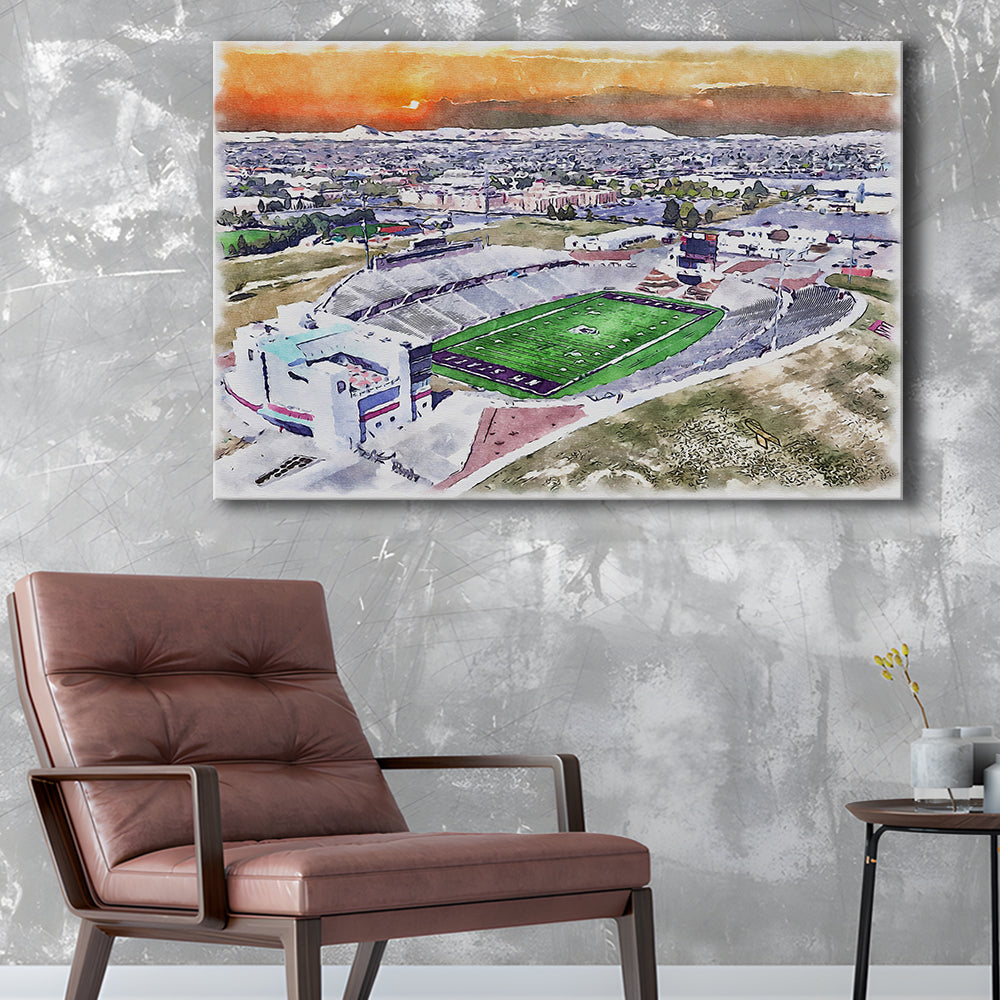 Aggie Memorial Painting Stadium Watercolor, New Mexico Wall Art Decor, Sport Art, Gifts for him, Canvas Print Wall Art