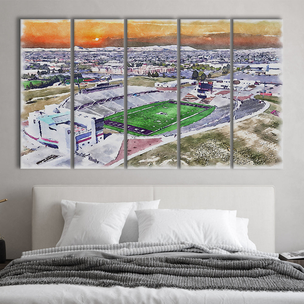 Aggie Memorial Painting Stadium Watercolor, New Mexico Wall Art Decor, Sport Art, Extra Large Canvas Print Wall Art