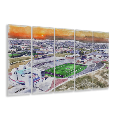 Aggie Memorial Painting Stadium Watercolor, New Mexico Wall Art Decor, Sport Art, Extra Large Canvas Print Wall Art