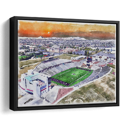 Aggie Memorial Painting Stadium Watercolor, New Mexico Wall Art Decor, Sport Gift Art, Framed Canvas Print Wall Art