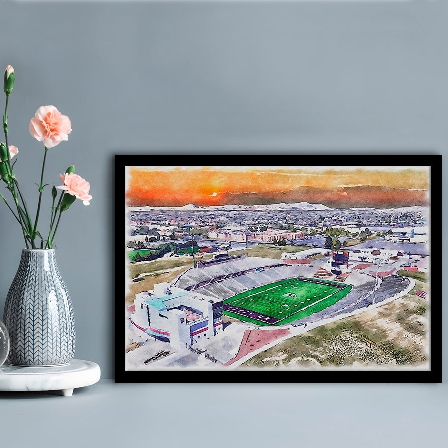 Aggie Memorial Painting Stadium Watercolor, New Mexico Wall Art Decor, Sport Gift Art, Framed Art Print Wall Decor