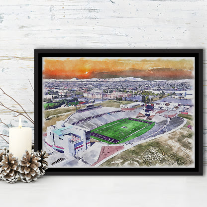 Aggie Memorial Painting Stadium Watercolor, New Mexico Wall Art Decor, Sport Gift Art, Framed Canvas Print Wall Art