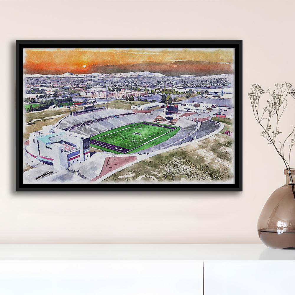 Aggie Memorial Painting Stadium Watercolor, New Mexico Wall Art Decor, Sport Gift Art, Framed Canvas Print Wall Art