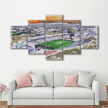 Aggie Memorial Painting Stadium Watercolor, New Mexico Wall Art Decor, Sport Art, Mixed 5 Panel, Canvas Print Wall Art