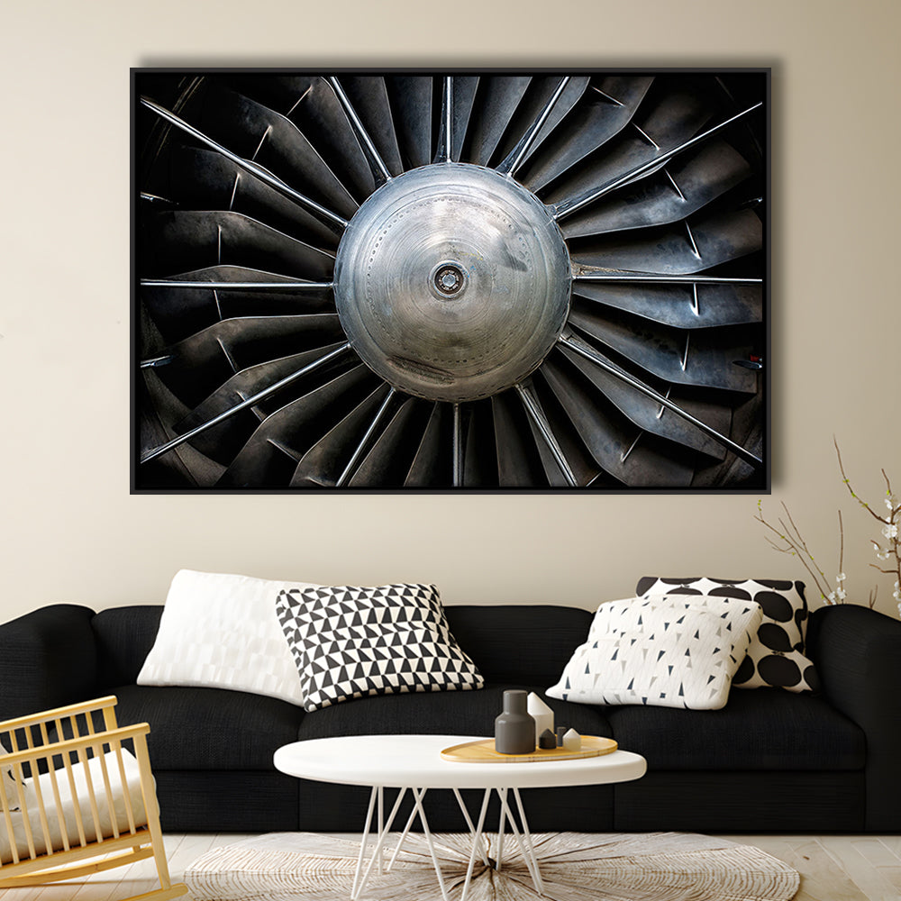 Aircraft Art Turbine Wall Art, Turbine Wall Decor, Plane Canvas Print Artwork, Framed Cavas Print, Floating Frame