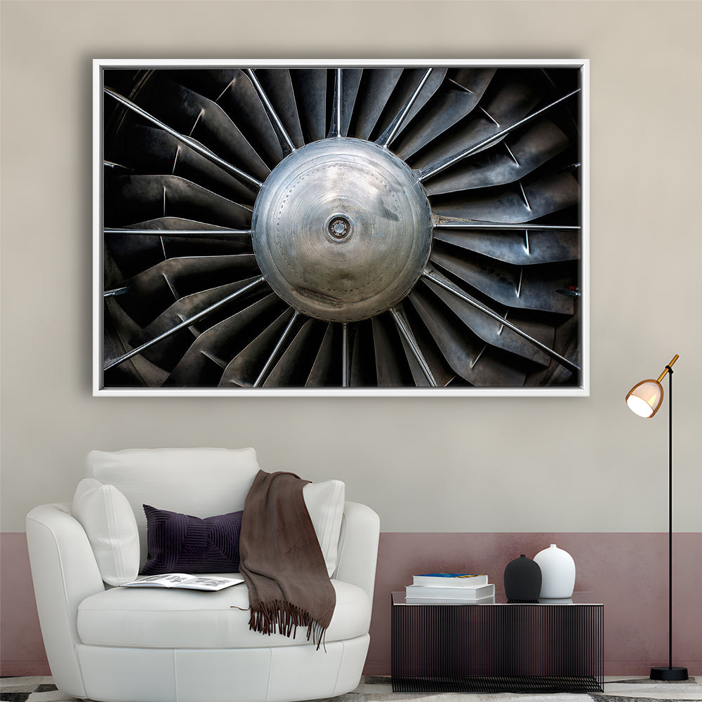 Aircraft Art Turbine Wall Art, Turbine Wall Decor, Plane Canvas Print Artwork, Framed Cavas Print, Floating Frame