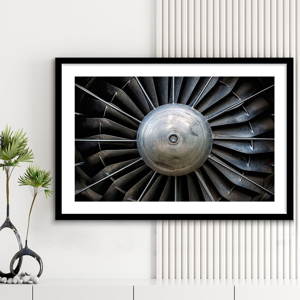 Aircraft Art Turbine Wall Art, Turbine Wall Decor, Plane Art Print Artwork, Framed Art Print White Border