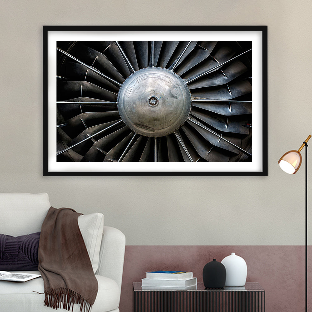 Aircraft Art Turbine Wall Art, Turbine Wall Decor, Plane Art Print Artwork, Framed Art Print White Border
