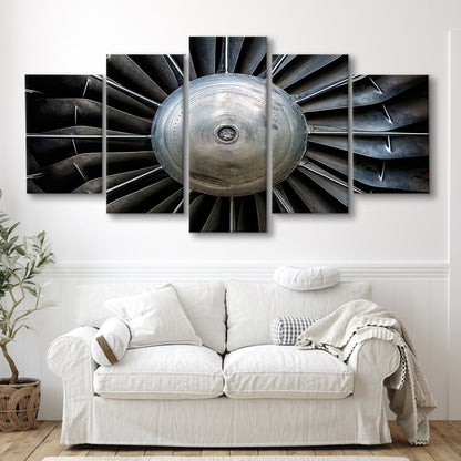 Aircraft Art Turbine Wall Art, Turbine Wall Decor, Plane Canvas Print Artwork, 5 Piece Large Cavas Print Wall Art