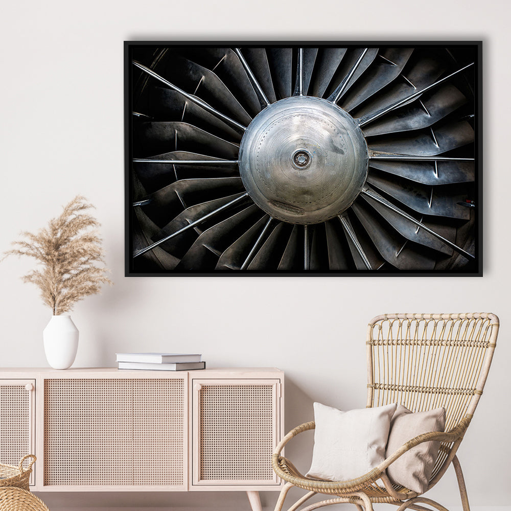 Aircraft Art Turbine Wall Art, Turbine Wall Decor, Plane Canvas Print Artwork, Framed Cavas Print, Floating Frame