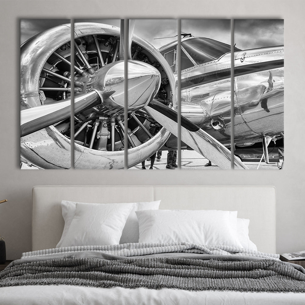 Airplane Closeup Aircraft Print, Plane Engine Airplane Decor, 5 Piece B Extra Large Cavas Print Wall Art Decor