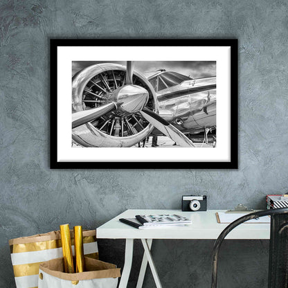 Airplane Closeup Aircraft Print, Plane Engine Airplane Decor, Engine Aircraft Decor, Framed Art Print White Border
