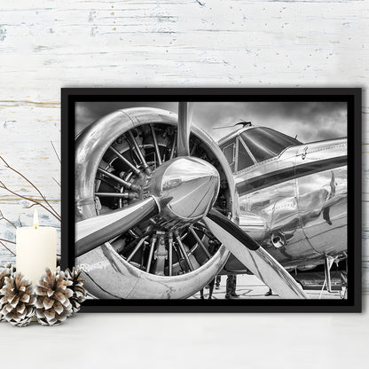 Airplane Closeup Aircraft Print, Plane Engine Airplane Decor, Engine Aircraft, Framed Cavas Print, Floating Frame