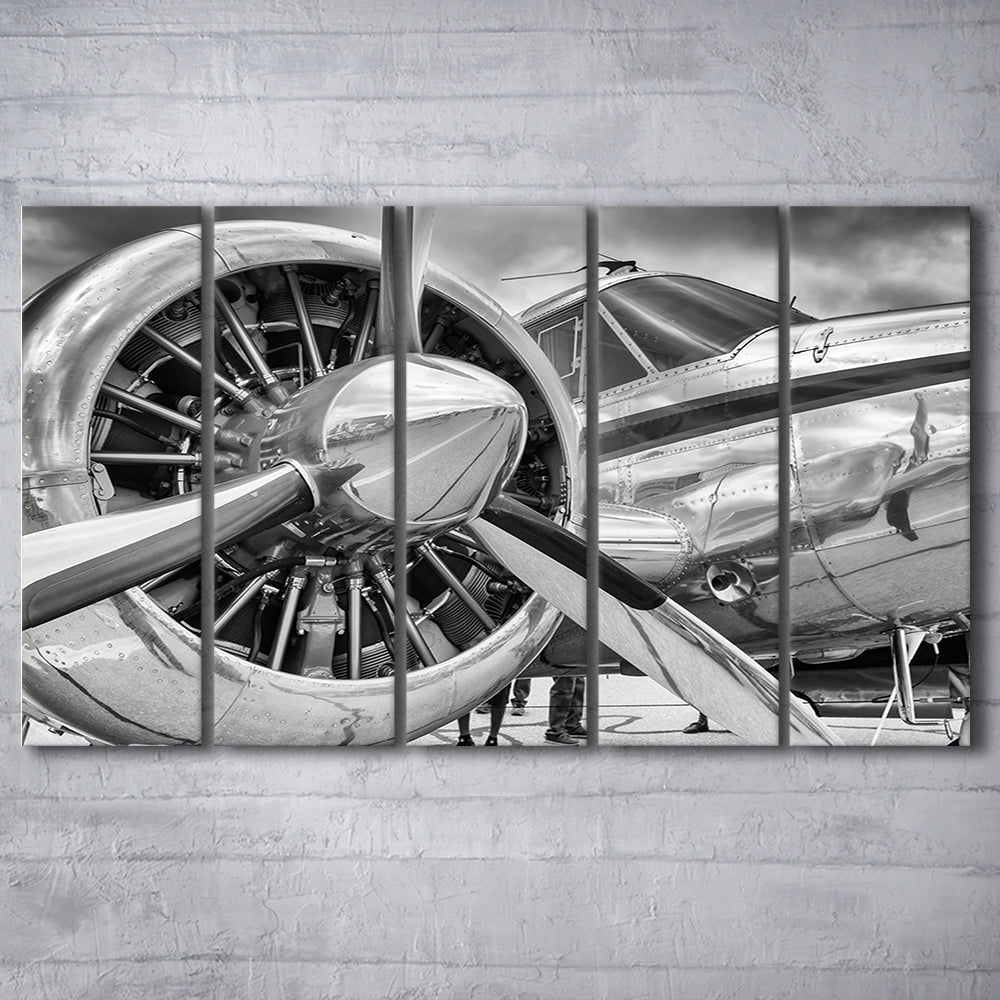 Airplane Closeup Aircraft Print, Plane Engine Airplane Decor, 5 Piece B Extra Large Cavas Print Wall Art Decor