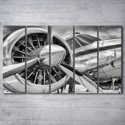 Airplane Closeup Aircraft Print, Plane Engine Airplane Decor, 5 Piece B Extra Large Cavas Print Wall Art Decor