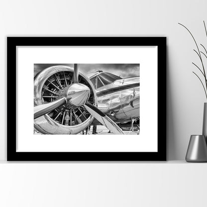 Airplane Closeup Aircraft Print, Plane Engine Airplane Decor, Engine Aircraft Decor, Framed Art Print White Border