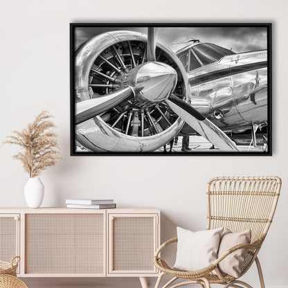 Airplane Closeup Aircraft Print, Plane Engine Airplane Decor, Engine Aircraft, Framed Cavas Print, Floating Frame