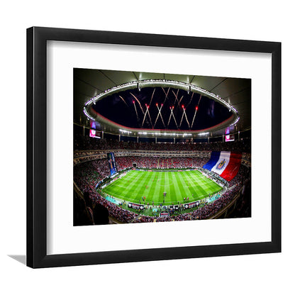 Akron Stadium, Stadium Canvas, Sport Art, Gift for him, White Border Framed Art Print Wall Decor