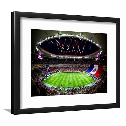 Akron Stadium, Stadium Canvas, Sport Art, Gift for him, White Border Framed Art Print Wall Decor