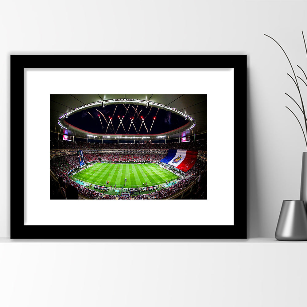 Akron Stadium, Stadium Canvas, Sport Art, Gift for him, White Border Framed Art Print Wall Decor