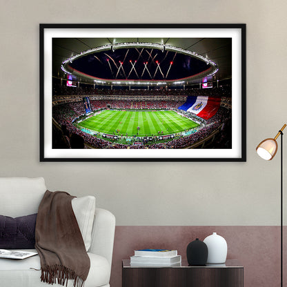 Akron Stadium, Stadium Canvas, Sport Art, Gift for him, White Border Framed Art Print Wall Decor