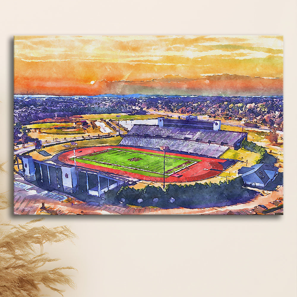 Alabama A&M Bulldogs, Louis Crews Painting Stadium Watercolor, Sport Art, Gifts for him, Canvas Print Wall Art