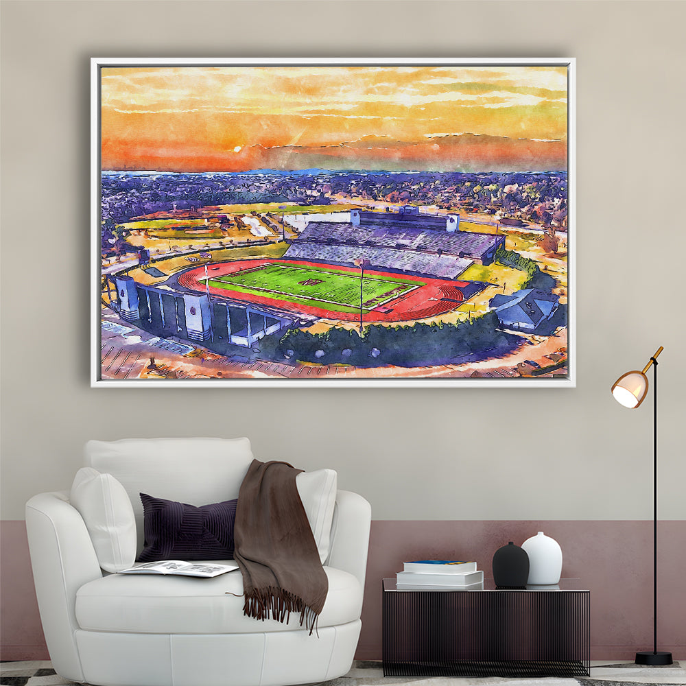 Alabama A&M Bulldogs, Louis Crews Painting Stadium Watercolor, Sport Gift Art, Framed Canvas Print Wall Art