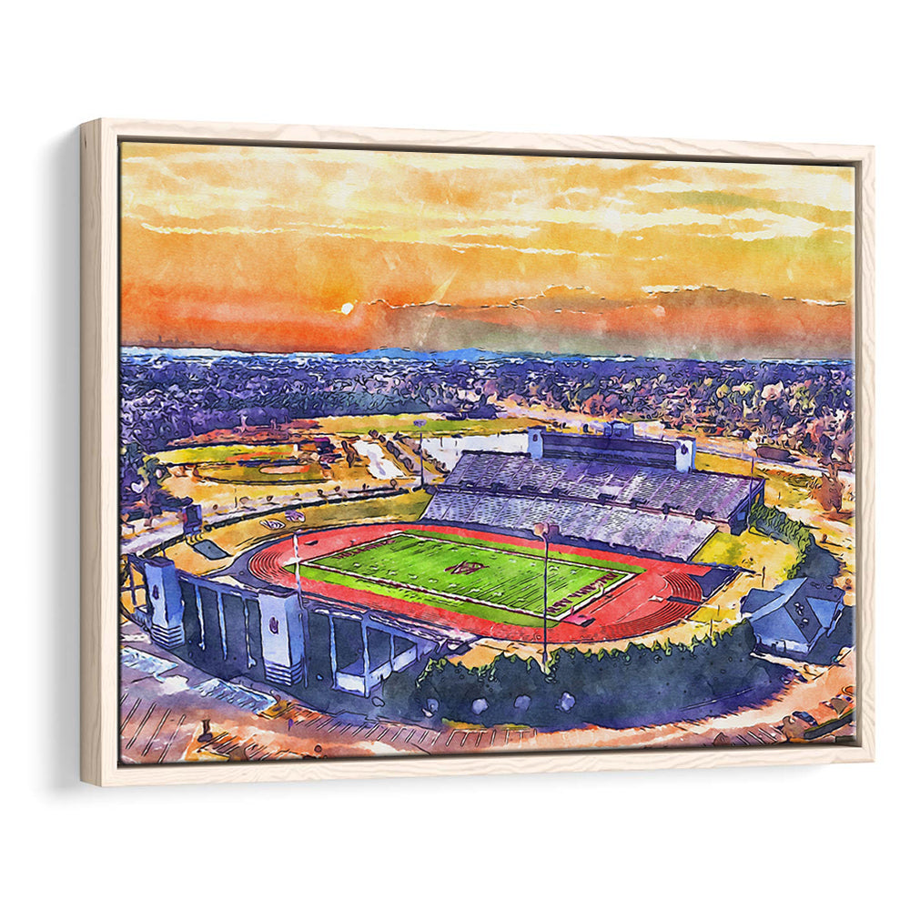 Alabama A&M Bulldogs, Louis Crews Painting Stadium Watercolor, Sport Gift Art, Framed Canvas Print Wall Art