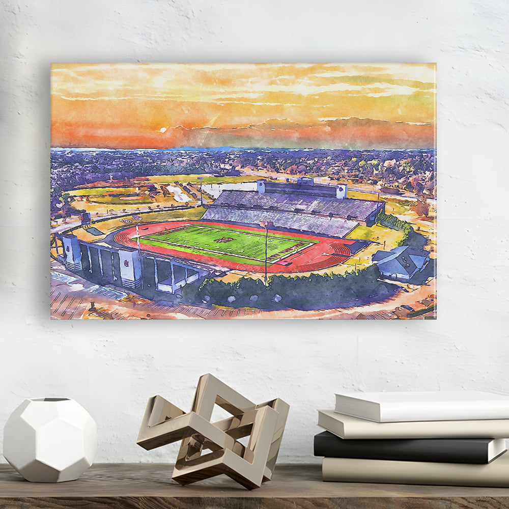 Alabama A&M Bulldogs, Louis Crews Painting Stadium Watercolor, Sport Art, Gifts for him, Canvas Print Wall Art