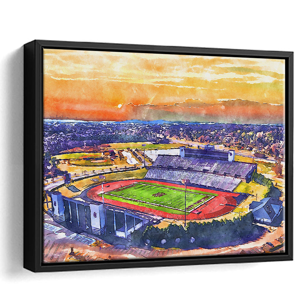 Alabama A&M Bulldogs, Louis Crews Painting Stadium Watercolor, Sport Gift Art, Framed Canvas Print Wall Art