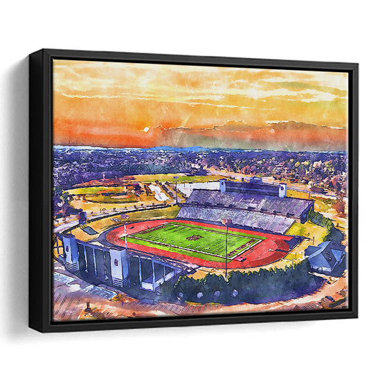 Alabama A&M Bulldogs, Louis Crews Painting Stadium Watercolor, Sport Gift Art, Framed Canvas Print Wall Art