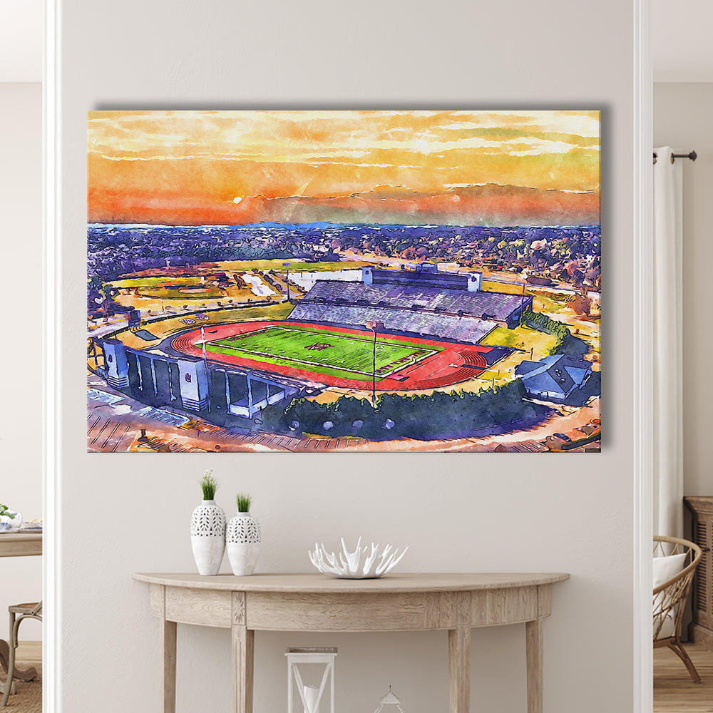 Alabama A&M Bulldogs, Louis Crews Painting Stadium Watercolor, Sport Art, Gifts for him, Canvas Print Wall Art