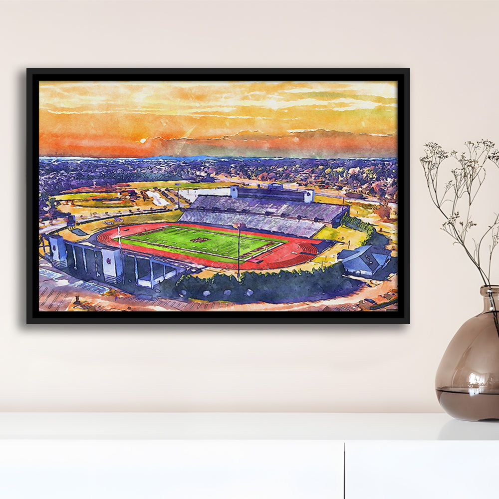 Alabama A&M Bulldogs, Louis Crews Painting Stadium Watercolor, Sport Gift Art, Framed Canvas Print Wall Art