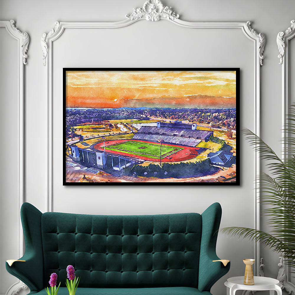 Alabama A&M Bulldogs, Louis Crews Painting Stadium Watercolor, Sport Gift Art, Framed Art Print Wall Decor