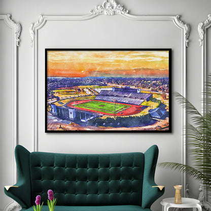 Alabama A&M Bulldogs, Louis Crews Painting Stadium Watercolor, Sport Gift Art, Framed Art Print Wall Decor