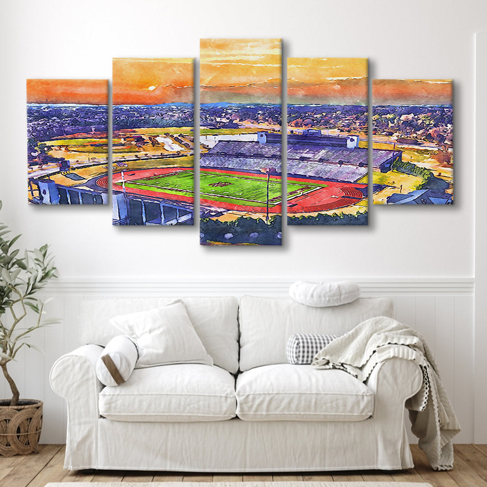 Alabama A&M Bulldogs, Louis Crews Painting Stadium Watercolor, Sport Art, Mixed 5 Panel, Canvas Print Wall Art