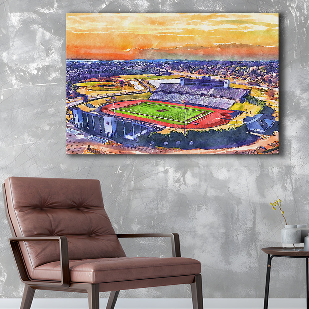 Alabama A&M Bulldogs, Louis Crews Painting Stadium Watercolor, Sport Art, Gifts for him, Canvas Print Wall Art