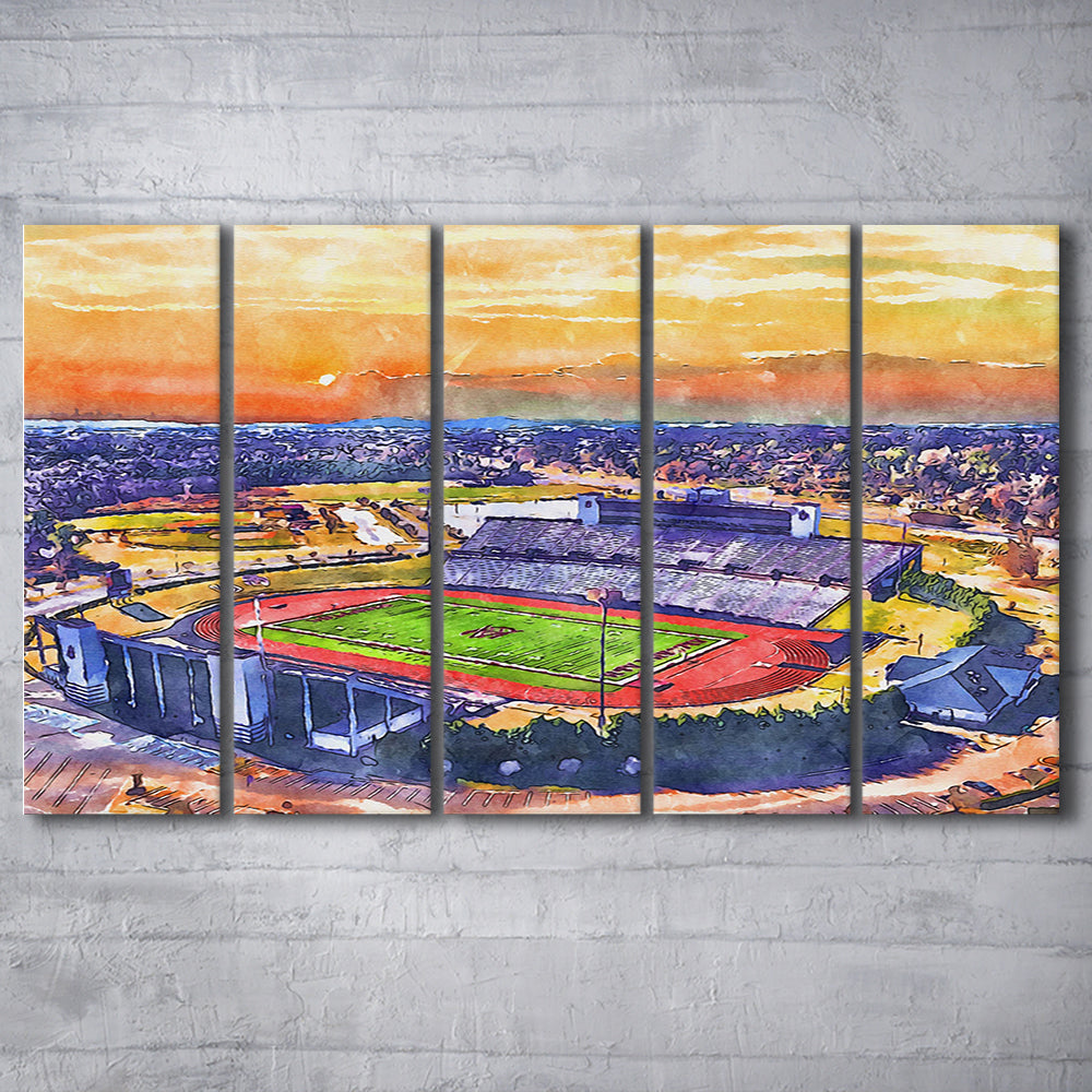 Alabama A&M Bulldogs, Louis Crews Painting Stadium Watercolor, Sport Art, Extra Large Canvas Print Wall Art
