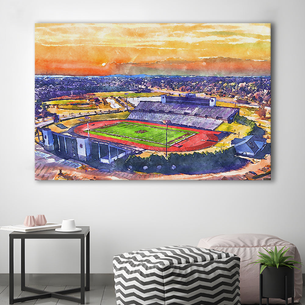 Alabama A&M Bulldogs, Louis Crews Painting Stadium Watercolor, Sport Art, Gifts for him, Canvas Print Wall Art